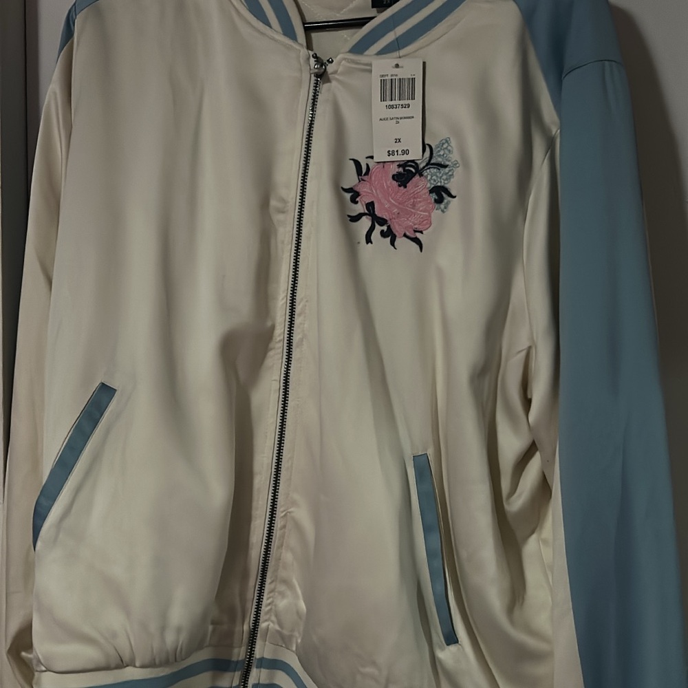 Alice In Wonderland 
Women's Cream and Blue Embroidered Jacket